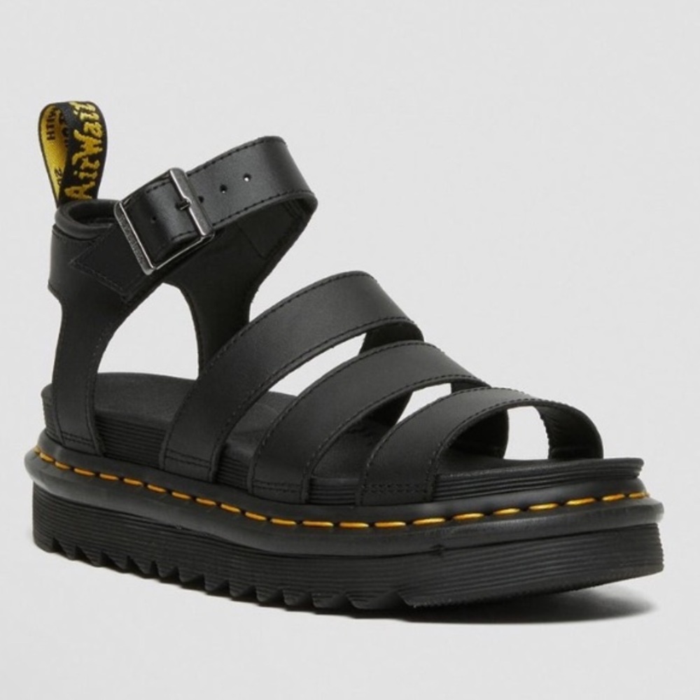 Dr. Doc Martens Blaire 3 Strap Pisa Leather Platform Flatform Sandals | Size 11 - Picture 4 of 16